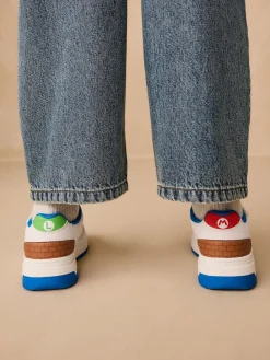 Next White Mario Elastic Lace Trainers^BOY Sneakers