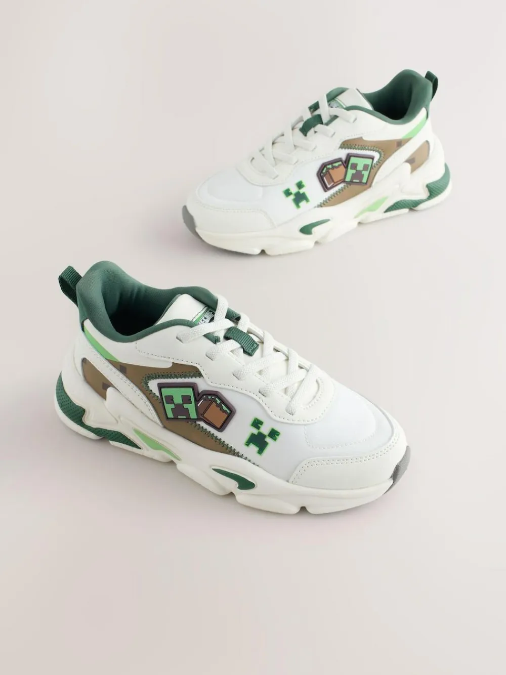 Clearance Next White Minecraft Elastic Lace Trainers