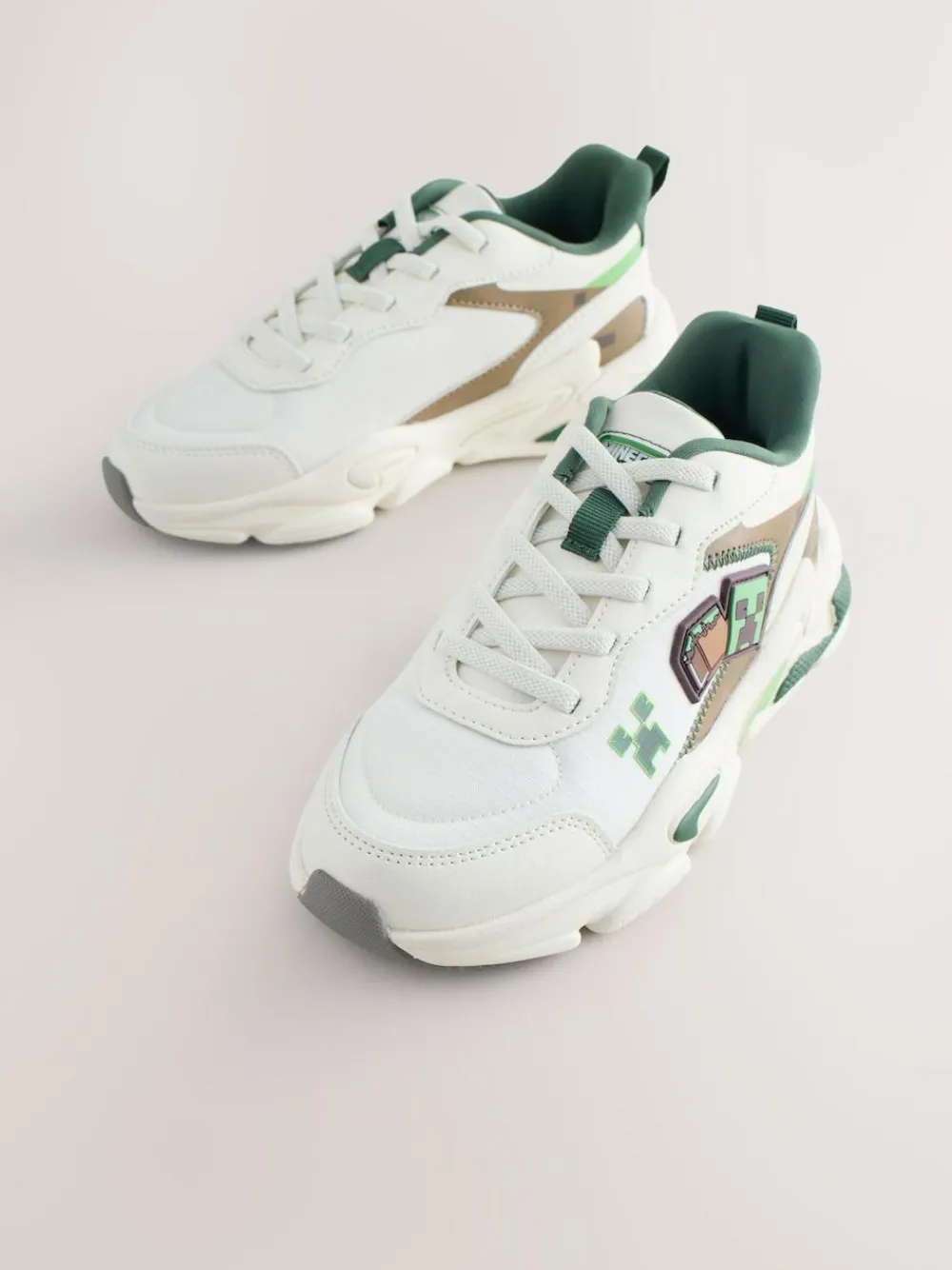 Clearance Next White Minecraft Elastic Lace Trainers