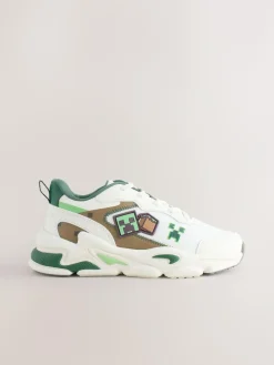 Clearance Next White Minecraft Elastic Lace Trainers