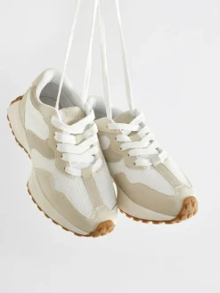 New Next White Neutral Lace-Up Chunky Trainers