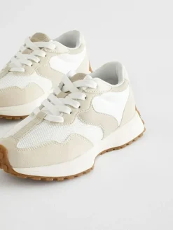 New Next White Neutral Lace-Up Chunky Trainers