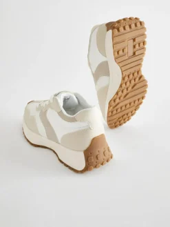 New Next White Neutral Lace-Up Chunky Trainers