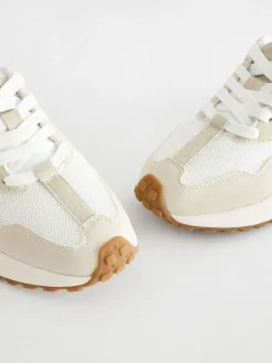 New Next White Neutral Lace-Up Chunky Trainers