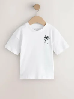 Next White Palm Tree Short Sleeve Small Graphic T-Shirt (3mths-7yrs)^BOY Tops|T-Shirts