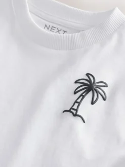 Next White Palm Tree Short Sleeve Small Graphic T-Shirt (3mths-7yrs)^BOY Tops|T-Shirts