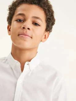 Clearance Next Plain Short Sleeve Cotton Rich Oxford Shirt (3-16yrs) White