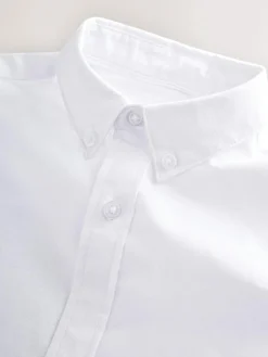Clearance Next Plain Short Sleeve Cotton Rich Oxford Shirt (3-16yrs) White