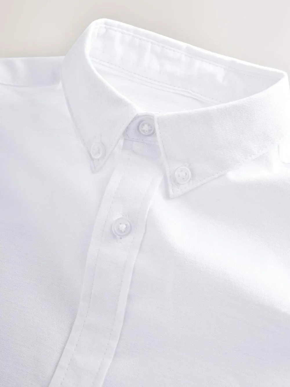Clearance Next Plain Short Sleeve Cotton Rich Oxford Shirt (3-16yrs) White
