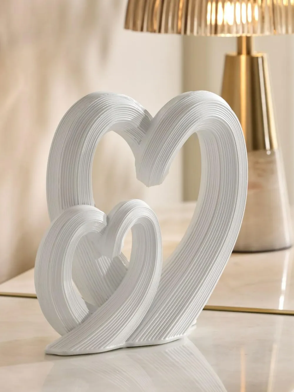 Online Next White Pleat Hearts Ornament