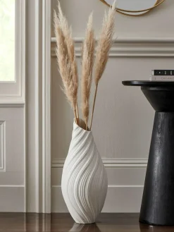 Next White Pleated Ceramic Extra Large Vase^ Vases