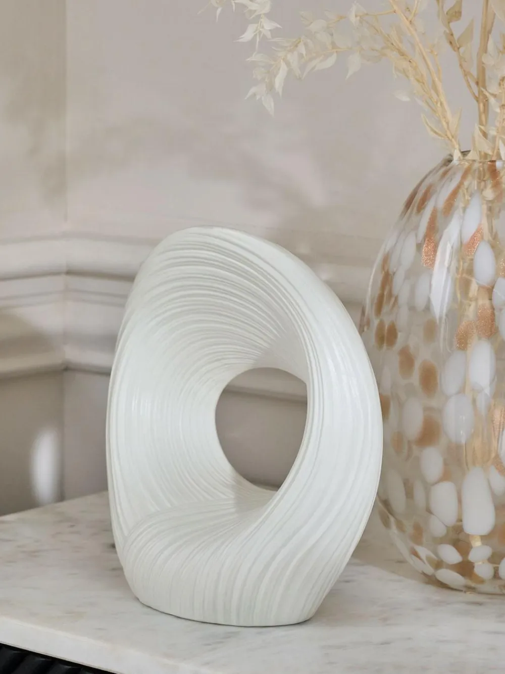 Next White Pleated Ornament^ Ornaments