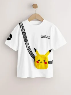 New Next White Pokemon Short Sleeve Bag T-Shirt (4-14yrs)