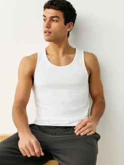 Best Next Pure 100% Cotton Layering Vests 2 Pack White