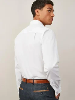 New Next Regular Fit Easy Care Double Cuff Smart Shirt White