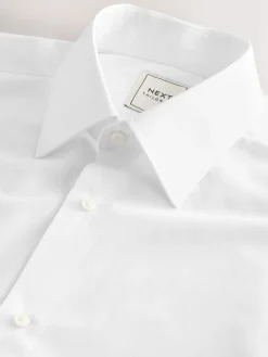 New Next Regular Fit Easy Care Double Cuff Smart Shirt White