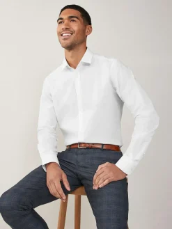 Online Next White Regular Fit Easy Care Single Cuff Smart Shirt