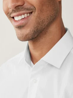 Online Next White Regular Fit Easy Care Single Cuff Smart Shirt