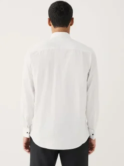 Clearance Next White Regular Fit Occasion Pleated Bib Double Cuff Dress Shirt