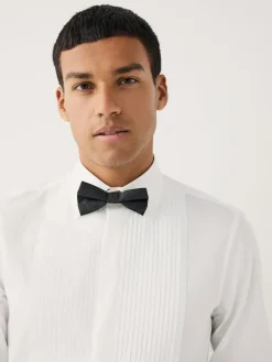 Clearance Next White Regular Fit Occasion Pleated Bib Double Cuff Dress Shirt