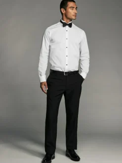 Best Next White Regular Fit Slim Fit Single Cuff Shirt With Wing Collar And Bow Tie Pack