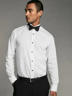 Best Next White Regular Fit Slim Fit Single Cuff Shirt With Wing Collar And Bow Tie Pack