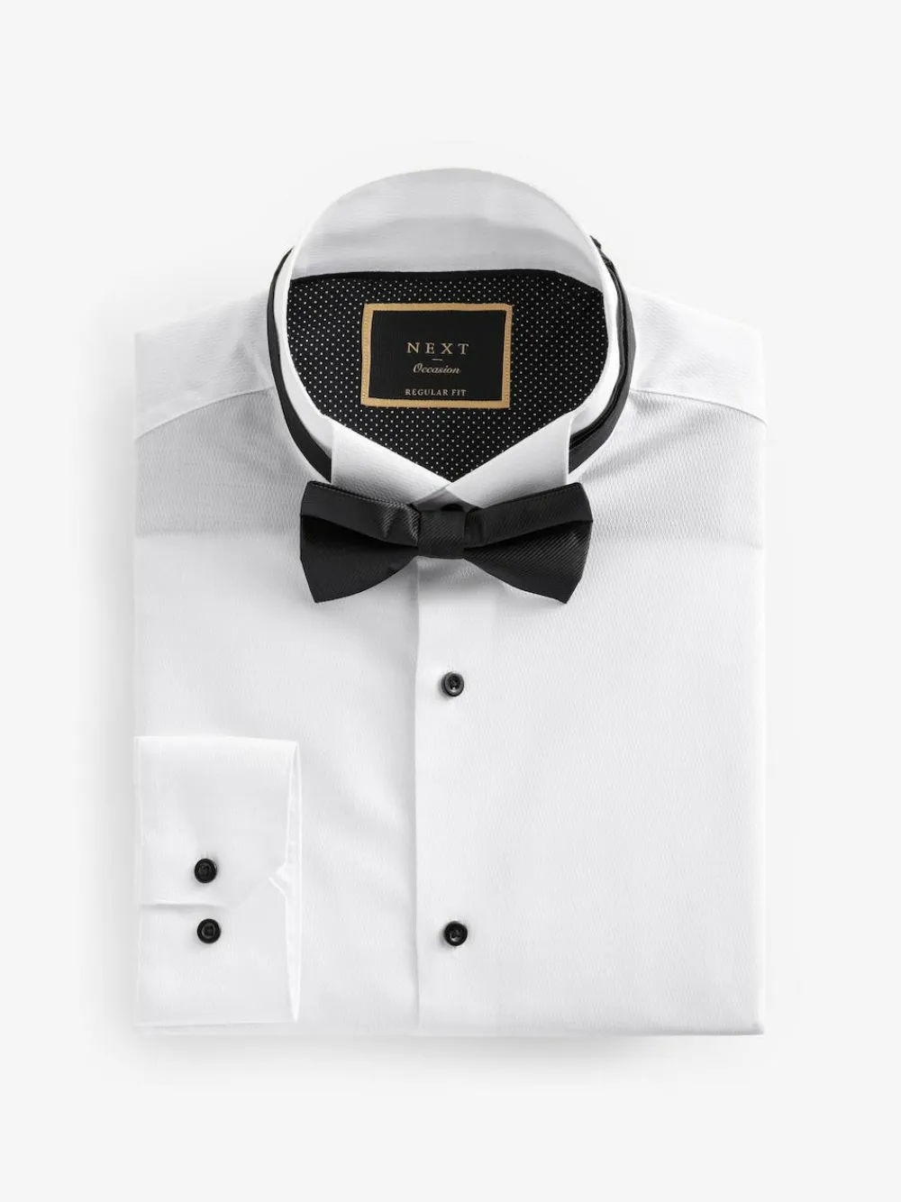Best Next White Regular Fit Slim Fit Single Cuff Shirt With Wing Collar And Bow Tie Pack