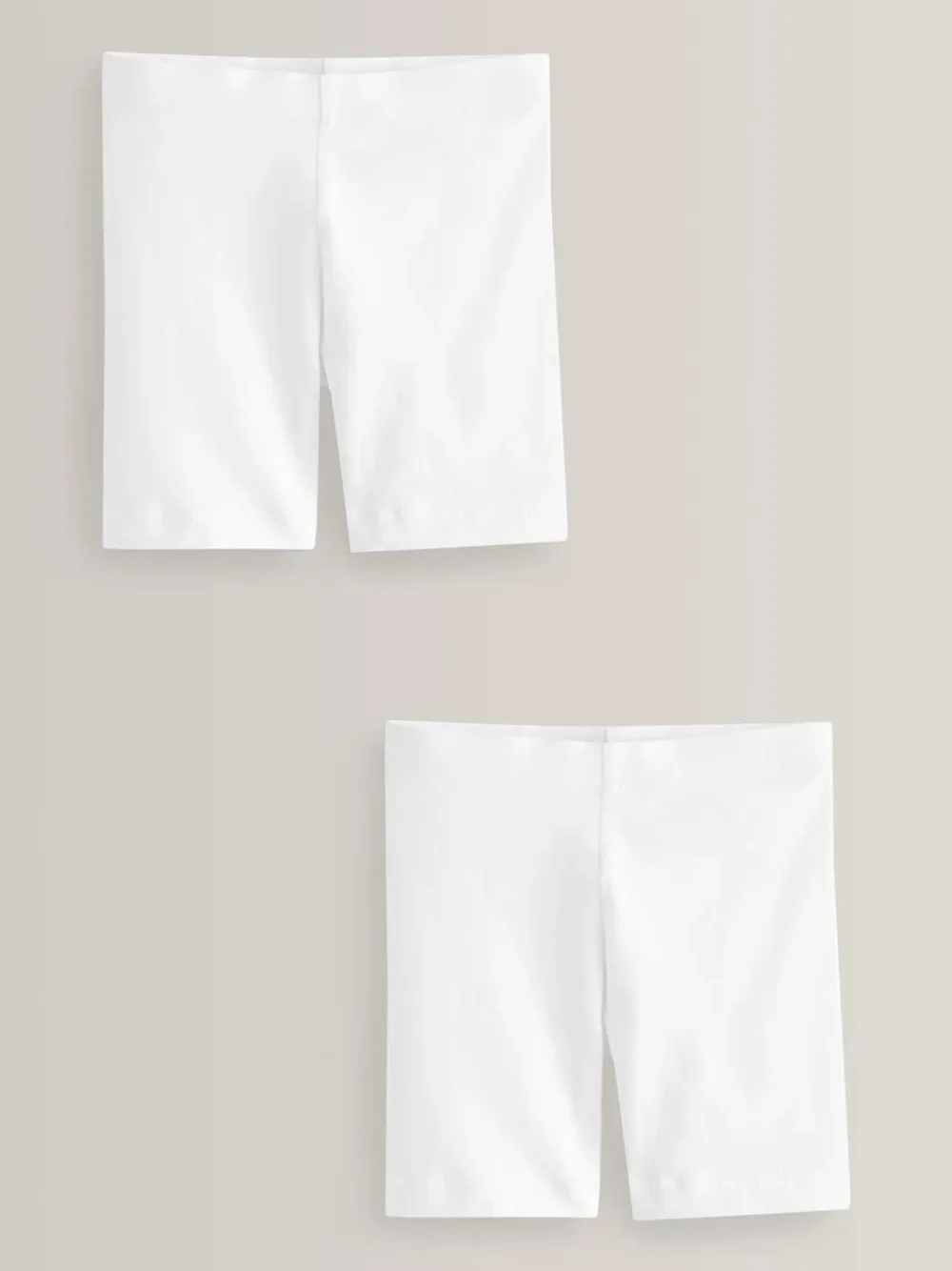 New Next Regular Length 2 Pack Cotton Rich Stretch Cycle Shorts (3-16yrs) White
