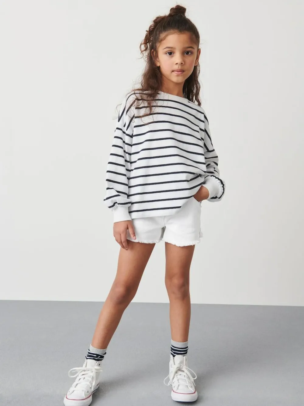 Best Next Regular Length Frayed Edge Denim Shorts (3-16yrs) White