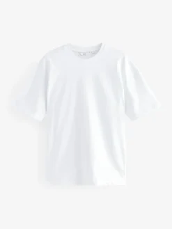 Next White Relaxed Fit Heavyweight T-Shirts 3 Pack^ Nightwear|Tops & T-Shirts