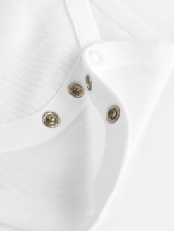 Next White Rib Short Sleeve Baby Bodysuits 5 Pack^BOY Unisex|Bodysuits & Vests