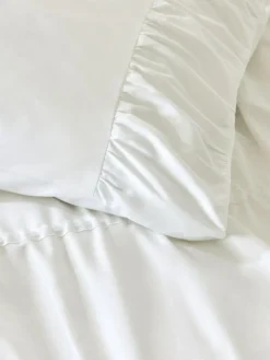 New Next White Ruched 200TC with Bows Duvet Cover and Pillowcase Set