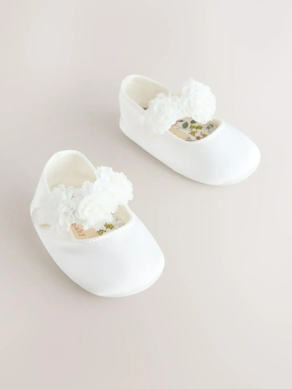 Next White Satin Baby Corsage Shoes (0-24mths)^ Shoes|Boots