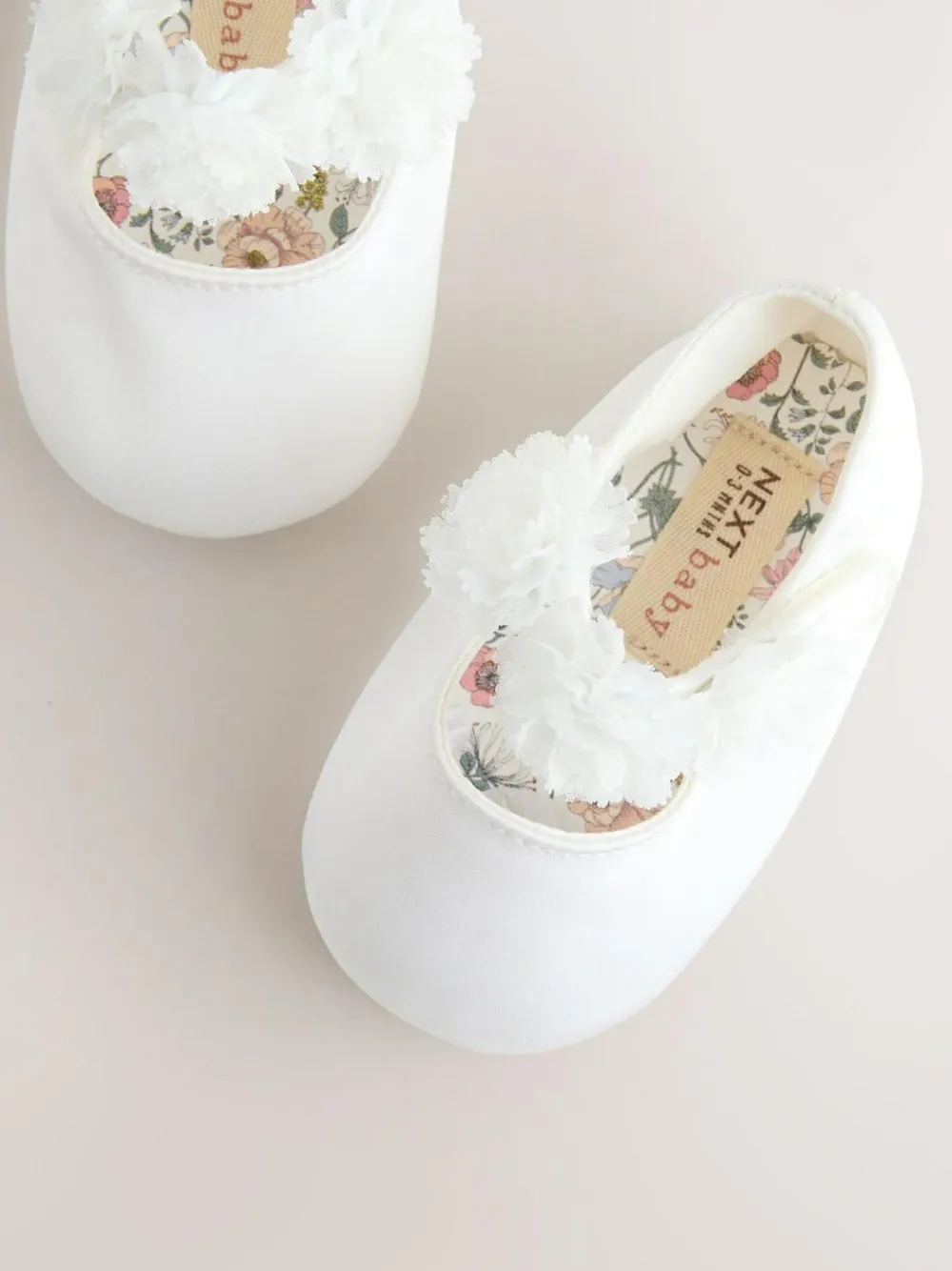 Next White Satin Baby Corsage Shoes (0-24mths)^ Shoes|Boots