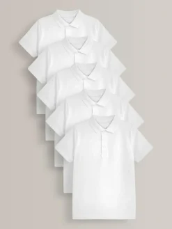 Next School Short Sleeve Cotton Polo Shirts 5 Pack (3-16yrs)^BOY Tops