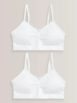 Discount Next Seam Free Strappy Crop Tops 2 Pack with Removable Lightly Padded Cups (7-16yrs) White