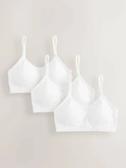 Sale Next White Seamfree Strappy Crop Tops with Removable Lightly Padded Cups 3 Pack (7-16yrs)