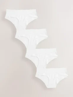 Next White Short Cotton Lace Knickers 4 Pack^Women Panties