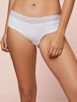Next White Short Cotton Lace Knickers 4 Pack^Women Panties