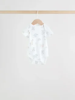 Next White Short Sleeve Baby Bodysuits 5 Pack^BOY Unisex|Bodysuits & Vests