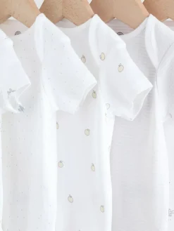 Next White Short Sleeve Baby Bodysuits 5 Pack^BOY Unisex|Bodysuits & Vests