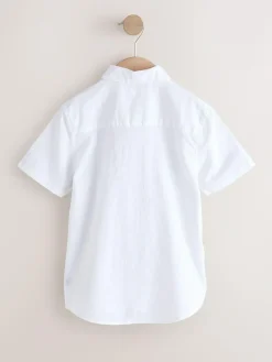 Clearance Next Short Sleeve Linen Blend Shirt (3-16yrs) White
