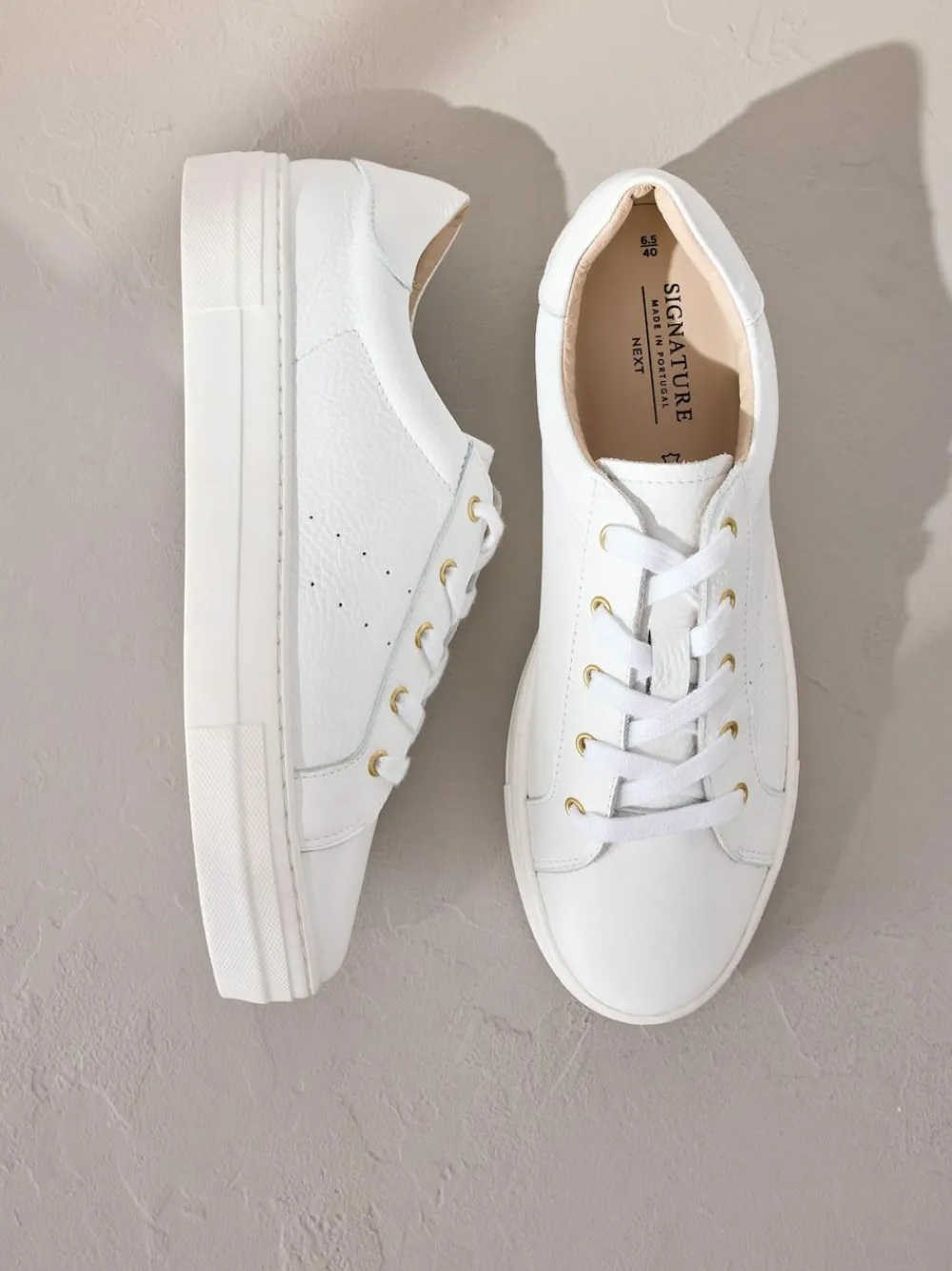 Next Signature Premium Leather Lace-Up Trainers^Women Sneakers