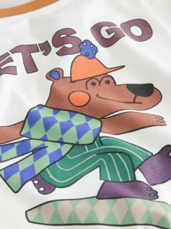 Next White Skate Bear Long Sleeve Back Print T-Shirt (3mths-8yrs)^BOY Tops|Tops