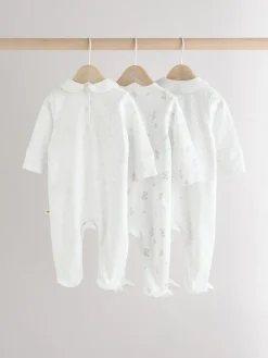 Online Next White Sleepsuits 3 Pack (0-2yrs)