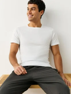 Next Slim Fit 100% Cotton Layering T-Shirts 2 Pack^ Loungewear|Nightwear