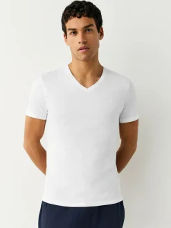 Next White Slim Fit 100% Cotton V-Neck Layering T-Shirts 10 Pack^ Loungewear|Nightwear