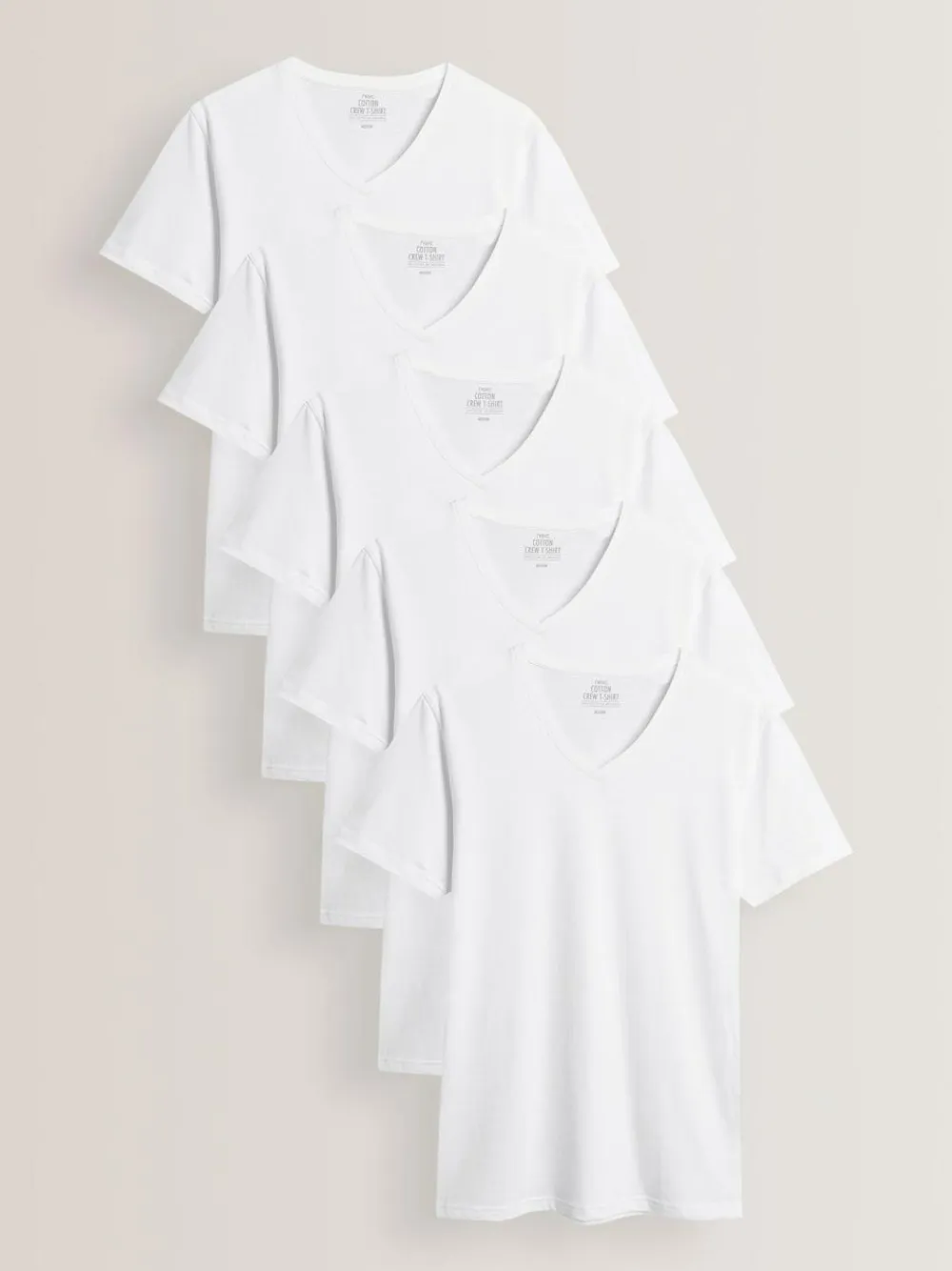 Discount Next Slim Fit 100% Cotton V-Neck Layering T-Shirts 5 Pack White
