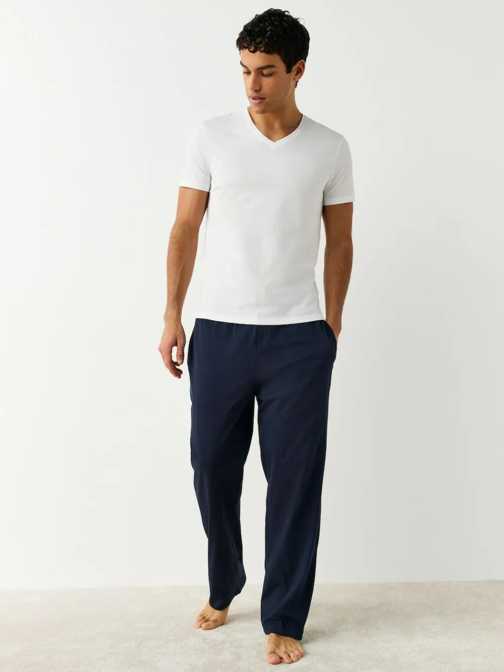 Discount Next Slim Fit 100% Cotton V-Neck Layering T-Shirts 5 Pack White