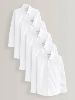 Sale Next White Slim Fit 5 Pack Long Sleeve School Shirts (3-17yrs)